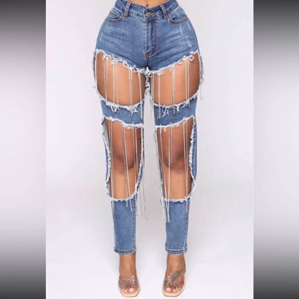 Fashion nova diamond tears‎ midrise skinny jeans Size M D40 - Picture 2 of 10